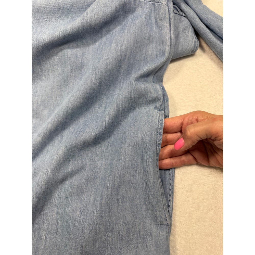 Vineyard Vines Womens Blue Cotton Chambray Popover Shirt Dress Pockets Large - Picture 7 of 8